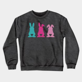 Three Easter Striped Bunnies with Heart Shaped Tails Crewneck Sweatshirt